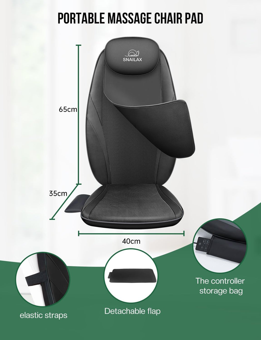 2026 2025 Coussin de Massage Shiatsu Snailax avec Chaleur – Coussin de Fauteuil Massant pour Dos, Massage Kneading pour Maison et Bureau