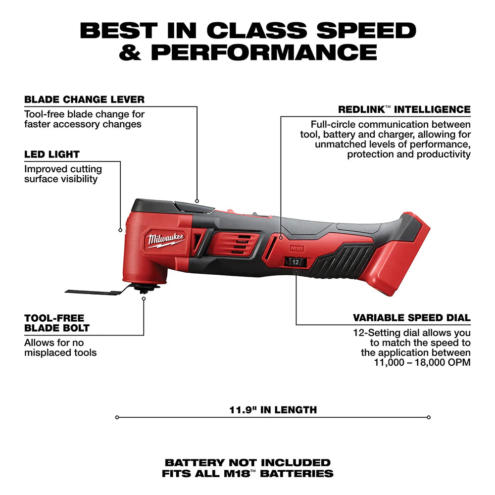 2026 2025 Outil Multifonction Sans Fil Milwaukee M18 18V (2626-20) avec Adaptateur – Sans Batterie