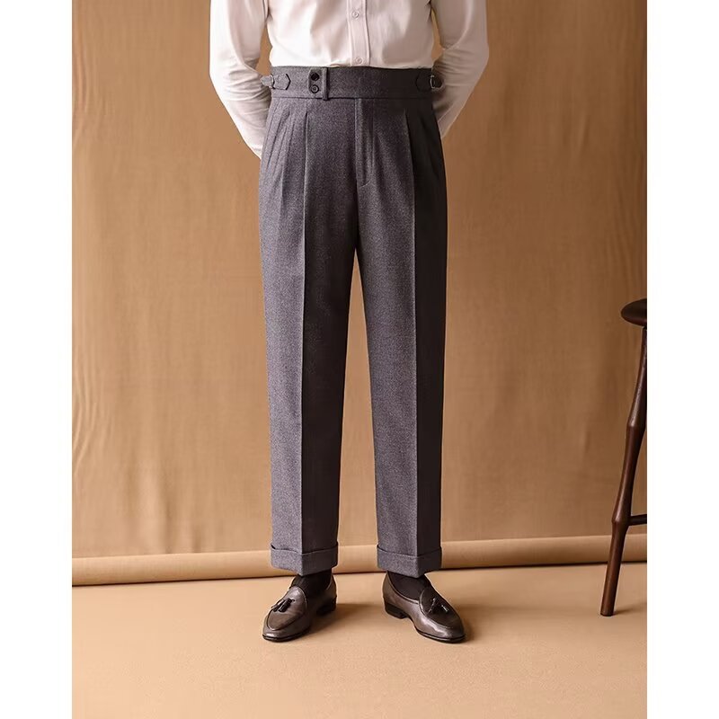 Pantalon style classique chic jambes droites taille haute habillé confortable pour homme