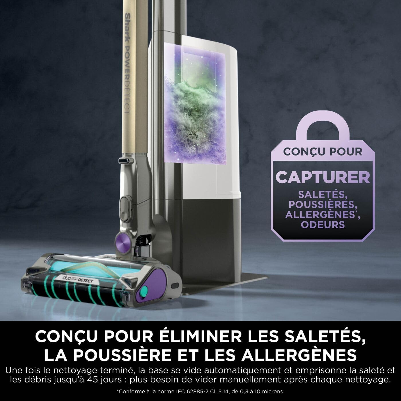 2026 Shark Detect Clean & Empty IW3612AMZEU, Aspirateur sans Fil, Blanc, 240 W, 2 liters