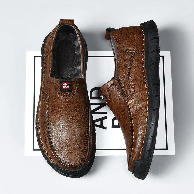 Chaussures confortable en cuir souple décontracté pour homme