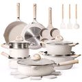 2026 CAROTE Ensemble de casseroles et poêles antiadhésives, Batterie de cuisine induction 21 pièces (Granit beige)