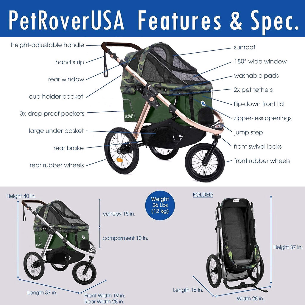 2026 Buggy de jogging sportif pour animaux avec roues en caoutchouc confort