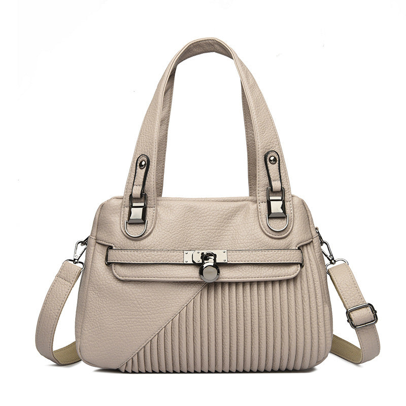 Sac bandoulière tendance grande capacité coutures carré PU pour femme