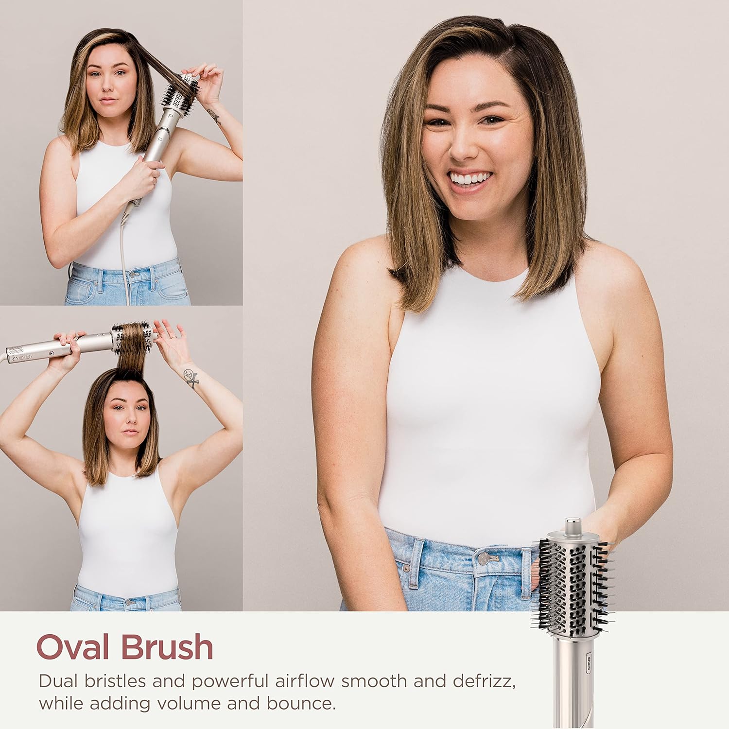 2026 2025 Système de coiffage et de séchage Shark HD430 FlexStyle, sèche-cheveux brosse puissant et multi-styler avec boucleurs Auto-Wrap, brosse plate, brosse ovale et embout concentrateur, coloris Stone