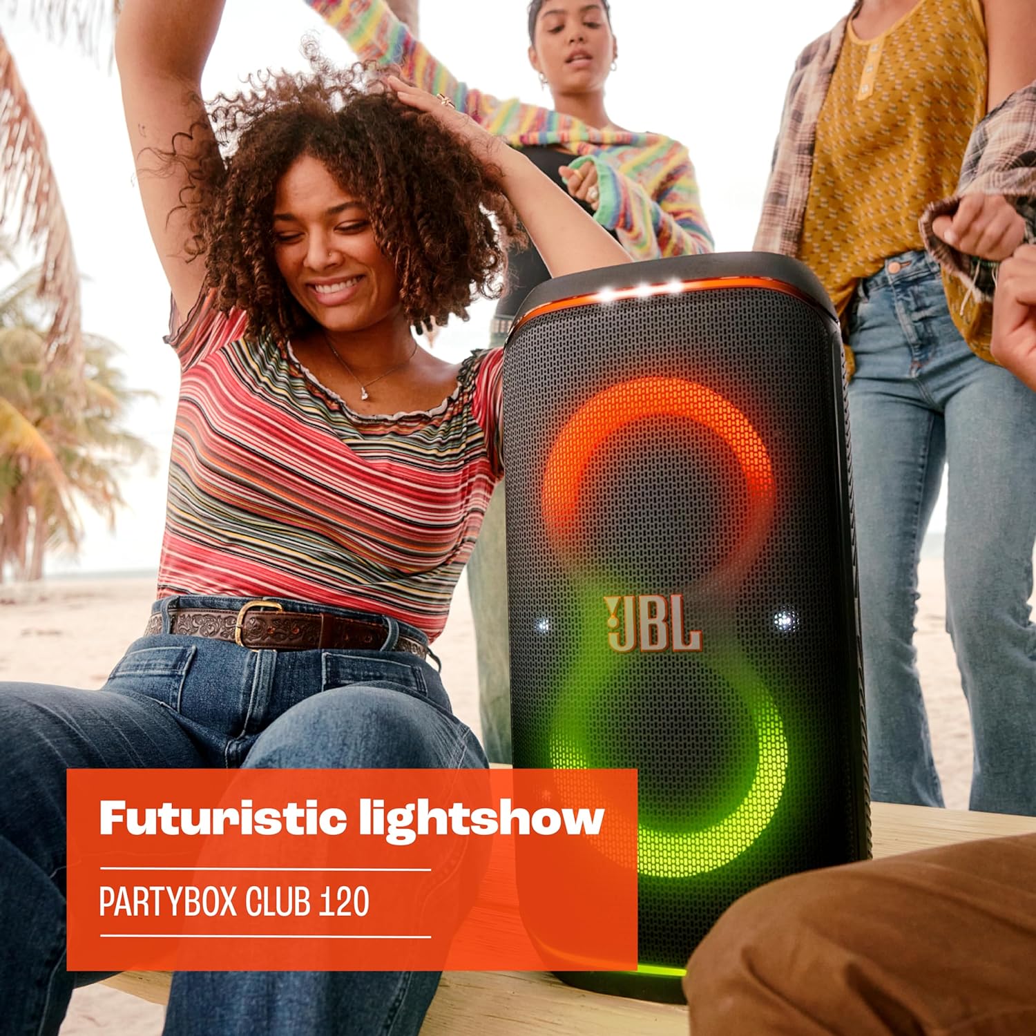 2026 PartyBox Club 120,Enceinte portable de soirée,poignée pliable ergonomique,jeu de lumières,12 heures d'autonomie,résistante aux éclaboussures IPX4,noir,Prise européenne (Type C) -