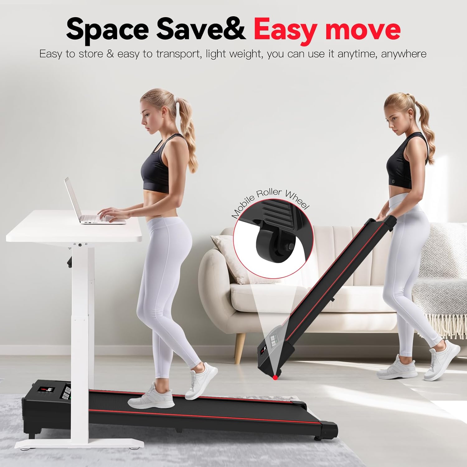 2026 2025 Sperax Tapis de Marche Vibrant avec Application, Tapis de Course 3 en 1 Sous Bureau, 2,5HP Faible Bruit, Tapis de Marche avec Télécommande, Tapis de Course Portable pour Bureau à Domicile