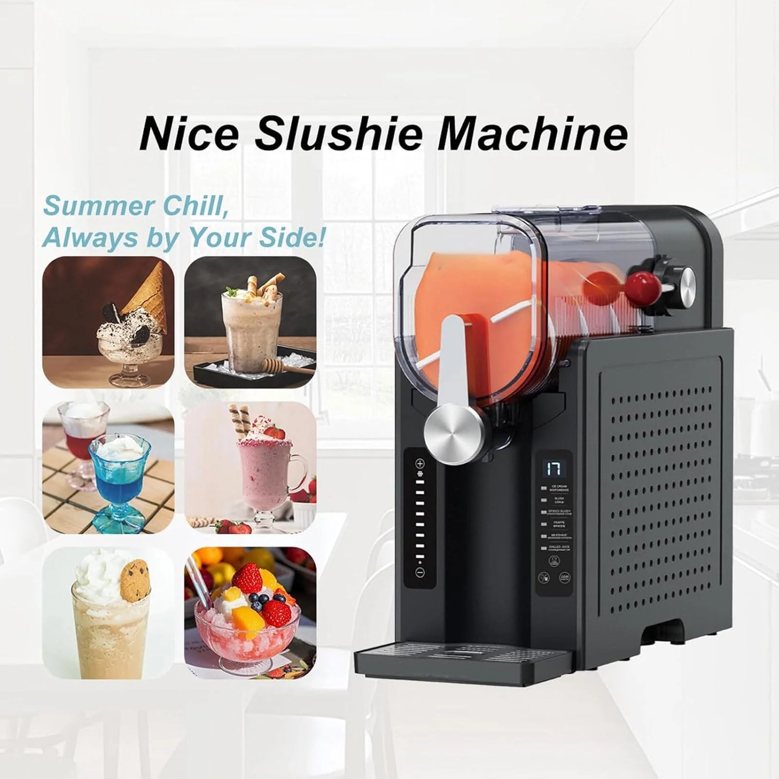 2026 2025 Machine à Boissons Slush Automatique, 1600 ml, Machine à Glace Soft, Pas de Glace Nécessaire, Écran LED, 6 Programmes Préréglés, Pour Maison, Restaurant, Bureau, Snack Bar, Magasin de Boissons Fraîches