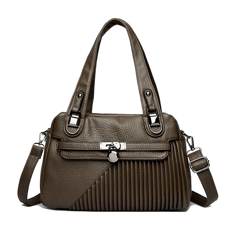 Sac bandoulière tendance grande capacité coutures carré PU pour femme
