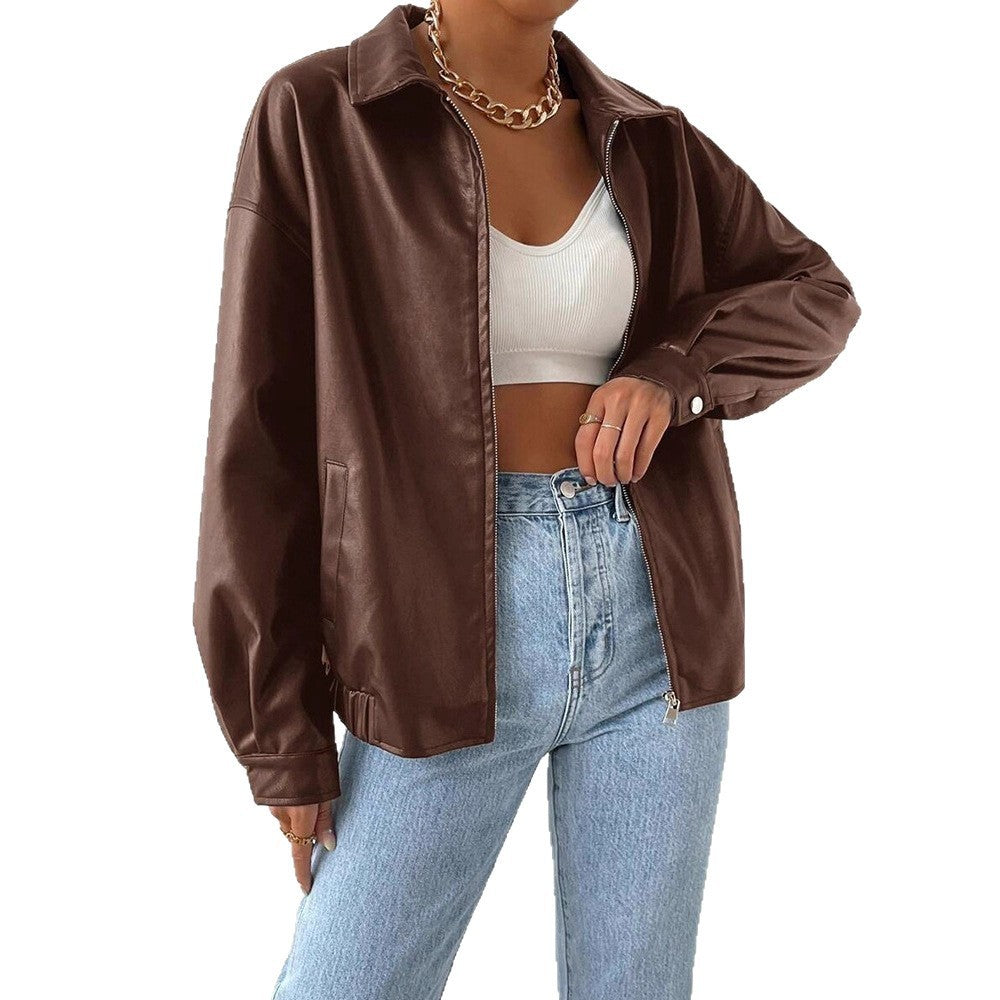 Manteau en cuir PU hiver facile à porter chic chaud pour femme