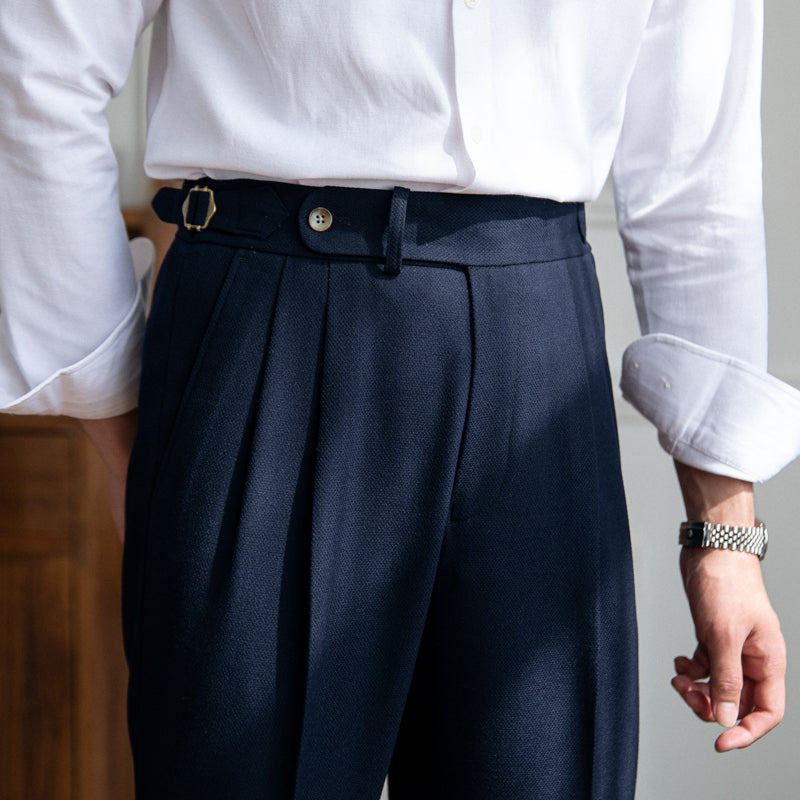 Pantalon style classique chic taille haute jambes droites décontracté pour homme