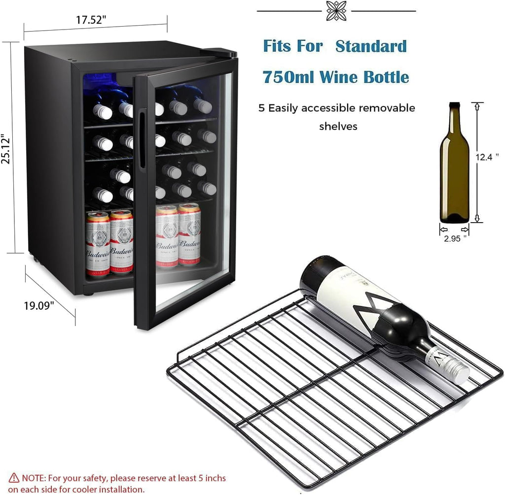 2026 Antarctic Star Weinkühler/-schrank für 36 Flaschen, Getränkekühlschrank, kleiner Mini-Weinkeller, Bier-/Sodabar-Kühlschrank, leiser Betrieb, Kompressor, Temperatureinstellung, freistehend, schwarz, 4,4 Kubikfuß