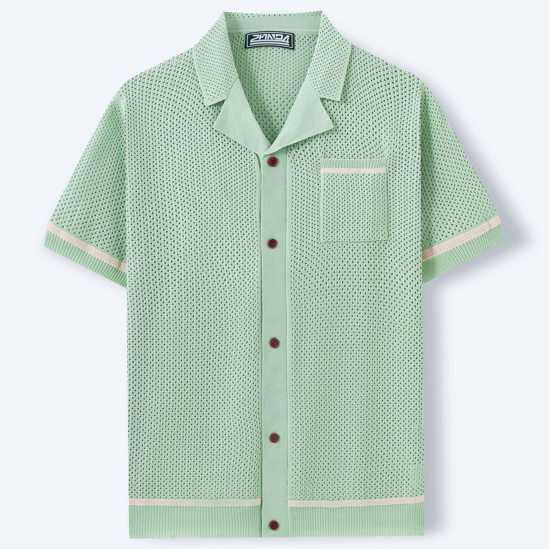 Polo été tricoté col cubain manches courtes décontracté pour homme