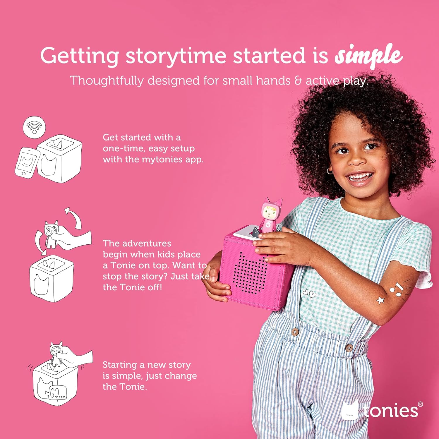 2026 2025 Toniebox Starter Set Audio avec Cendrillon, Belle, Vaiana, Raiponce et Playtime Puppy - Écoutez, Apprenez et Jouez avec une Petite Boîte Câline - Rose
