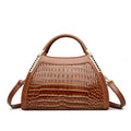 Sac à main grande capacité rétro brillant effet crocodile motif pour femme