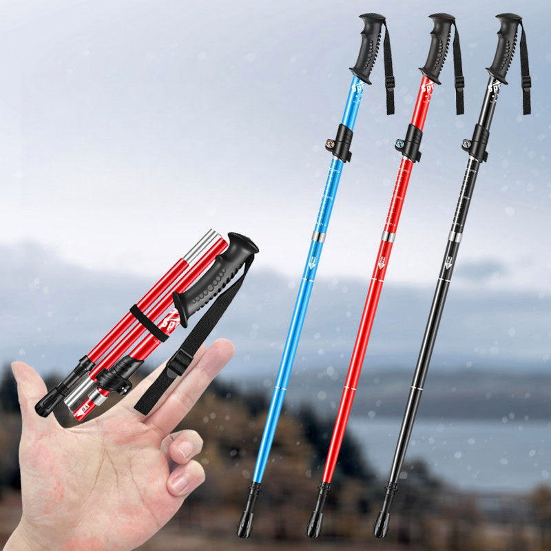 2026 Ultraleichter Aluminium-Wanderstock – Schwarz