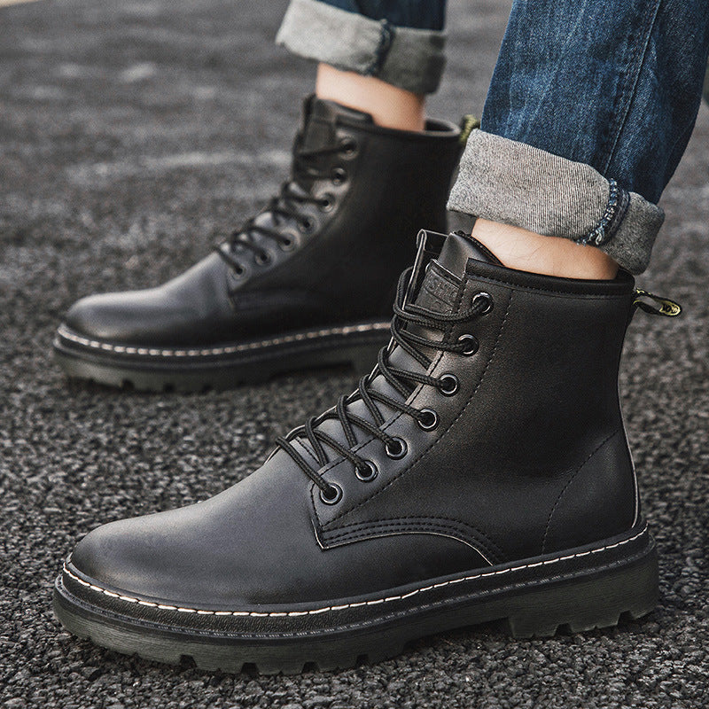 2026 Men's Biker Martin Style Lace Up Combat Ankle Boots Casual