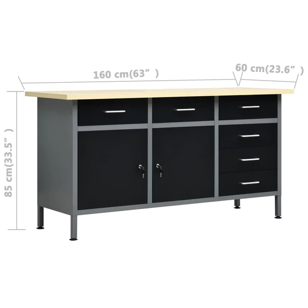 2026 Etabli avec 4 panneaux muraux table de travail poste de travail stockage rangement d'outils 160 cm garage atelier pieds réglables en hauteur 02_0003666 -