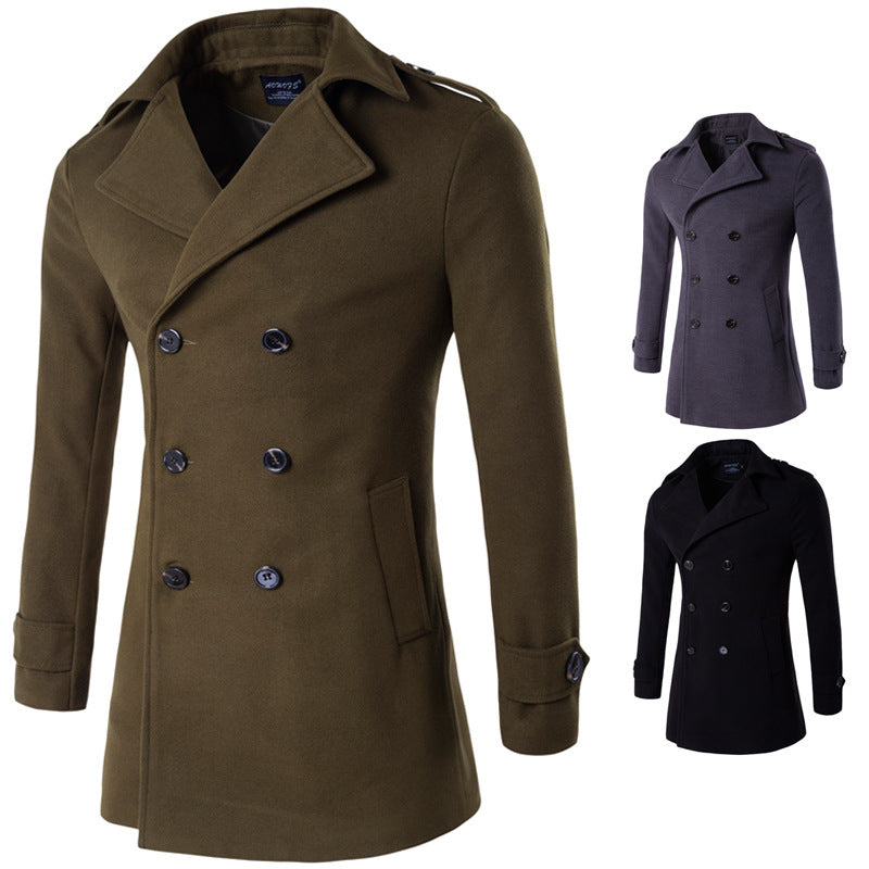 Trench-coat croisé élégant hiver classique pour homme