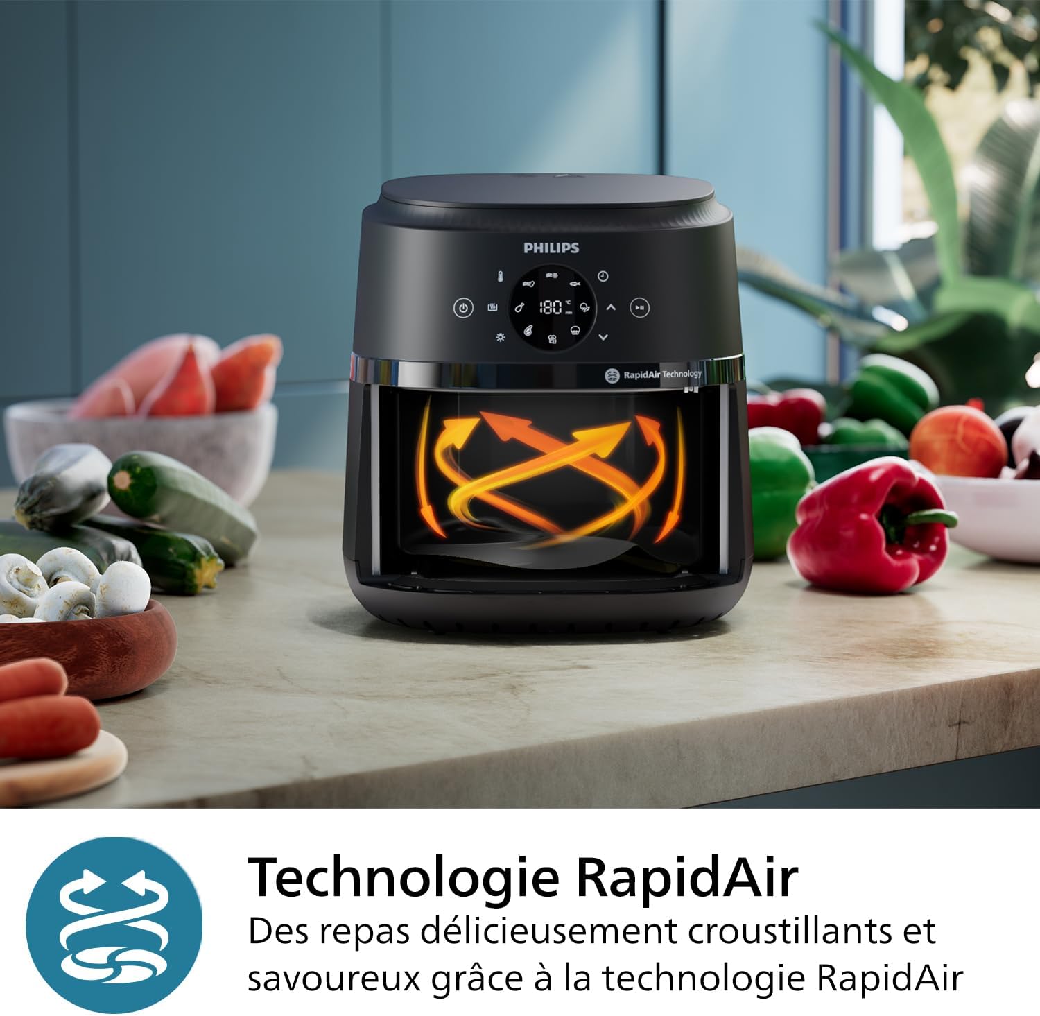 2026 2025 Friteuse à air Philips série 3000 7,2 L, fenêtre de cuisson, friteuse 16 en 1