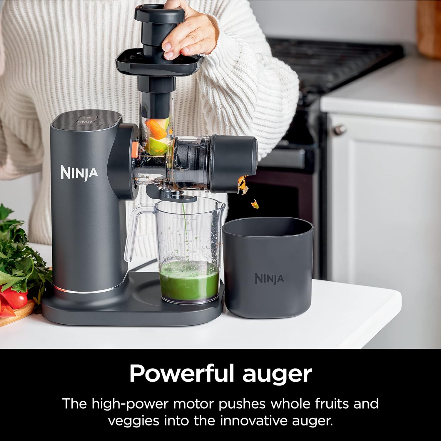 2026 2025 Ninja NeverClog Extracteur à Froid, Puissant, Contrôle Total de la Pulpe, Sur Plan de Travail, Électrique, 2 Fonctions de Pulpe, Compatible Lave-Vaisselle, 2ème Génération, JC151