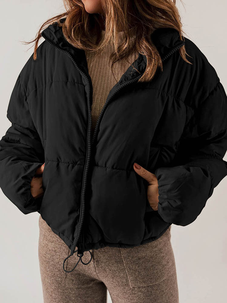 Manteau hiver épais en coton rembourré col montant pour femme