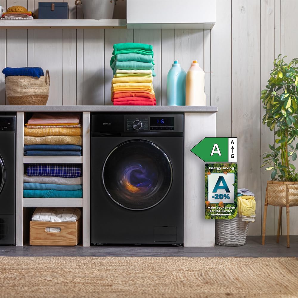 2026 Cecotec Bolero Dresscode 10500 Inverter Steel A. Lave-linge 10 kg Steel, 1400 tr/min, Moteur Inverter Plus, Vapeur, Classe A.