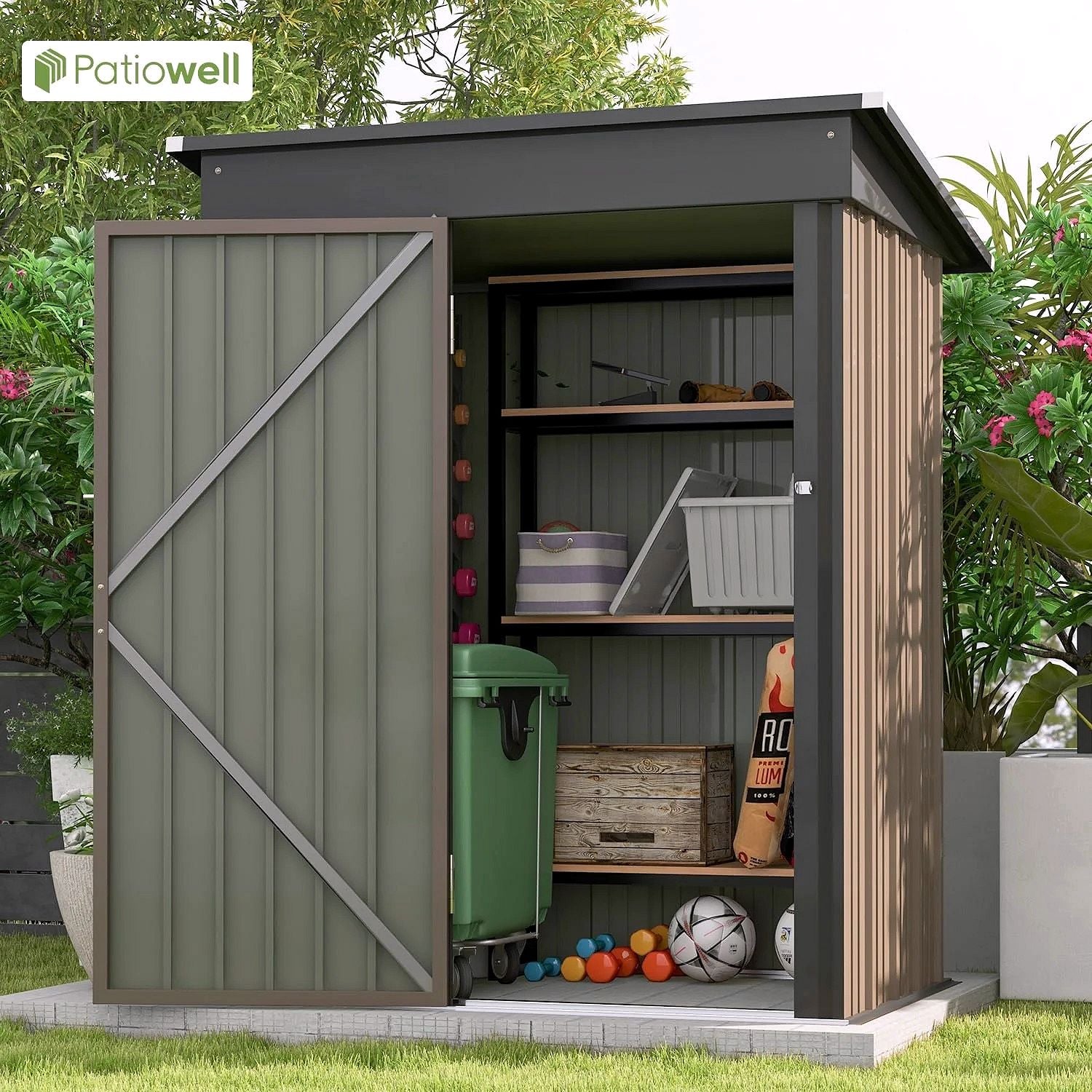 2026 Abri de jardin extérieur Patiowell 5 × 3 ft pour jardin, terrasse et pelouse