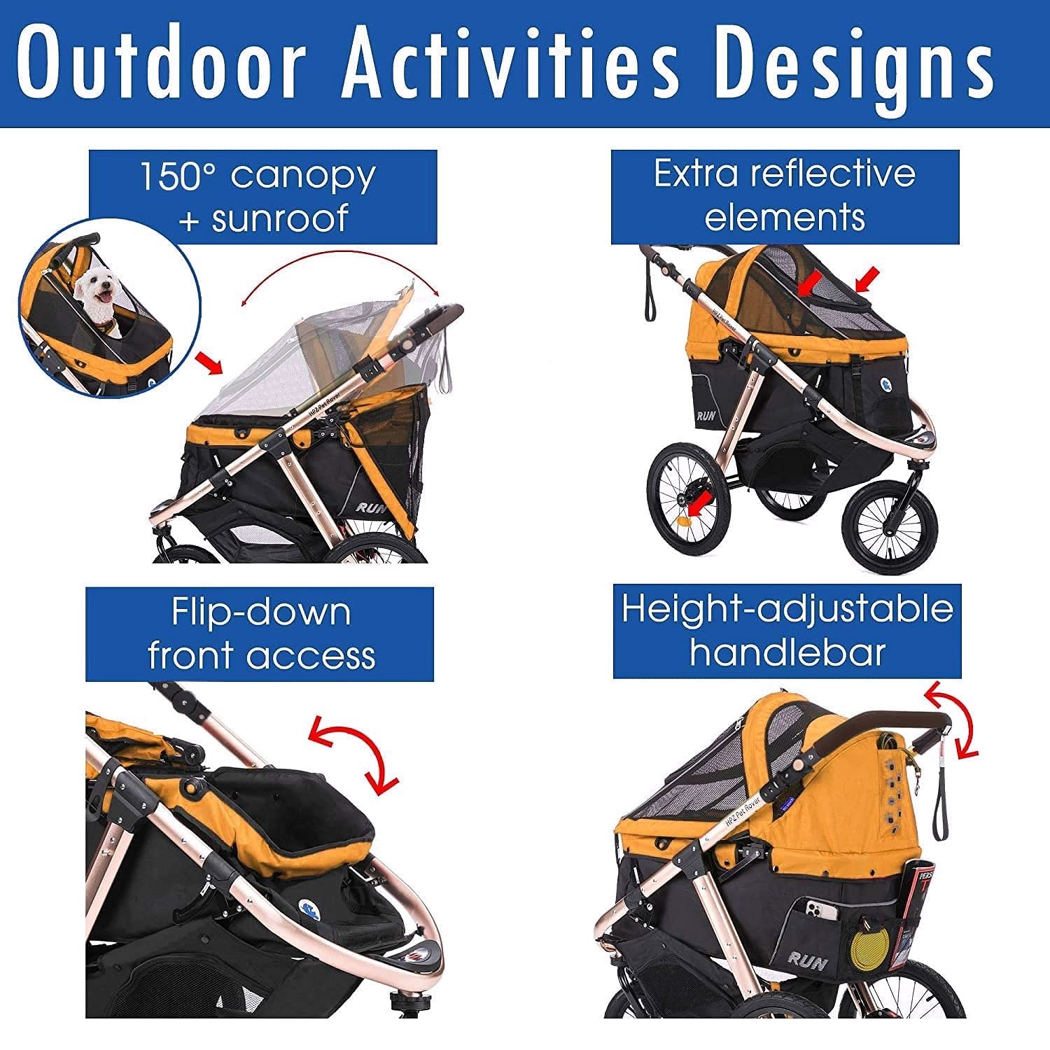 2026 Buggy de jogging sportif pour animaux avec roues en caoutchouc confort