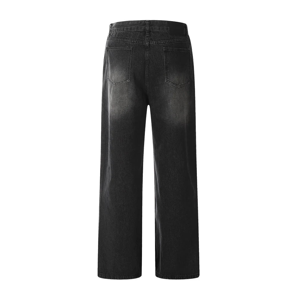 2026 Men's Casual Straight Cut Wide Leg Denim Trousers Everyday Style