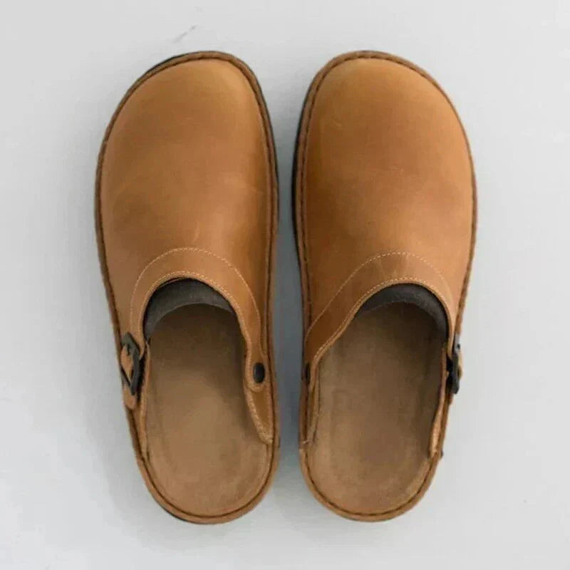 2026 KRIZ | Orthopaedic Leather Slip-on Clogs With Adjustable Sandal Strap