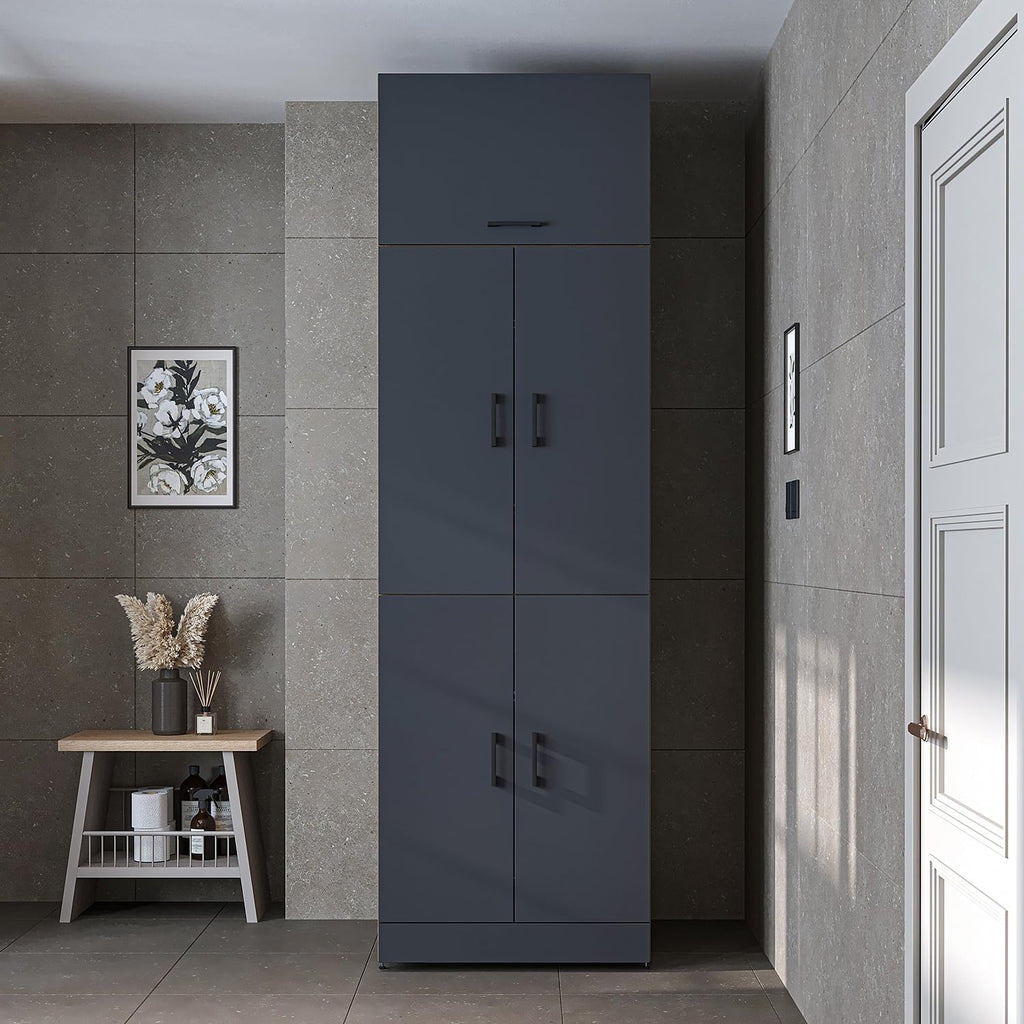 2026 ROOMART Dora Armoire de machine à laver, pour sèche-linge et machine à laver, en 4 couleurs, avec portes et planche coulissante (chêne anthracite)