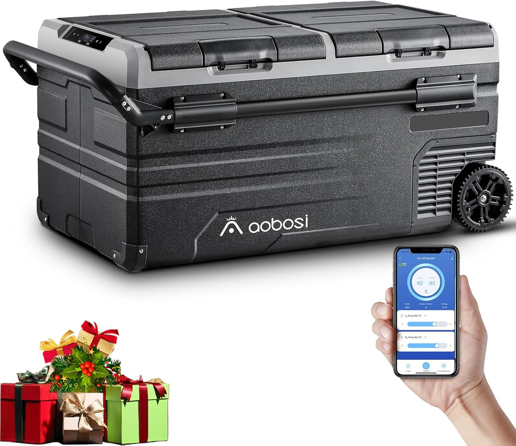 2026 115L Glaciere Electrique Double Zone,Glaciere a Compression WiFi APP,12 V/24 V et 100-240 V Frigo Camping,-20 ℃ à 20 ℃,pour Voiture,Camion,Bateau,Camping,Car,Caravanes,Voyageant,Maison