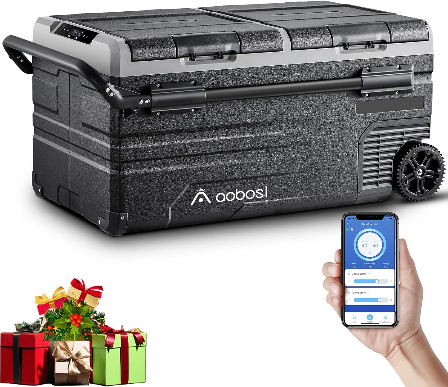 2026 115L Glaciere Electrique Double Zone,Glaciere a Compression WiFi APP,12 V/24 V et 100-240 V Frigo Camping,-20 ℃ à 20 ℃,pour Voiture,Camion,Bateau,Camping,Car,Caravanes,Voyageant,Maison
