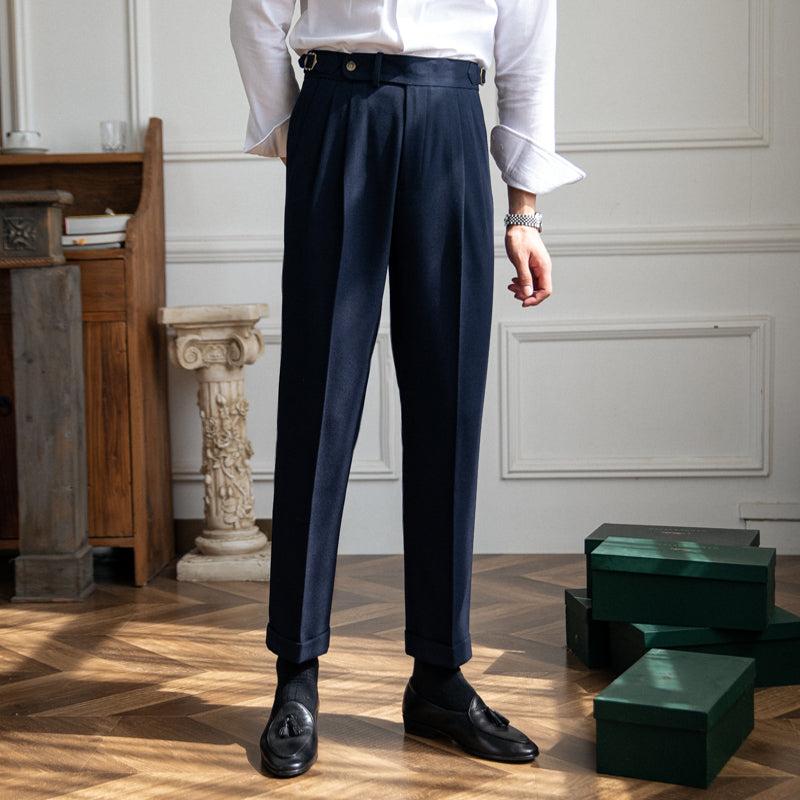 Pantalon style classique chic taille haute jambes droites décontracté pour homme