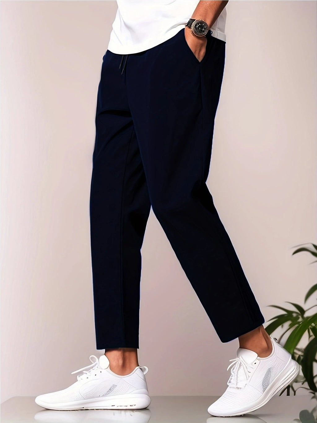 Pantalon coupe ajustée longueur cheville décontracté été confortable pour homme