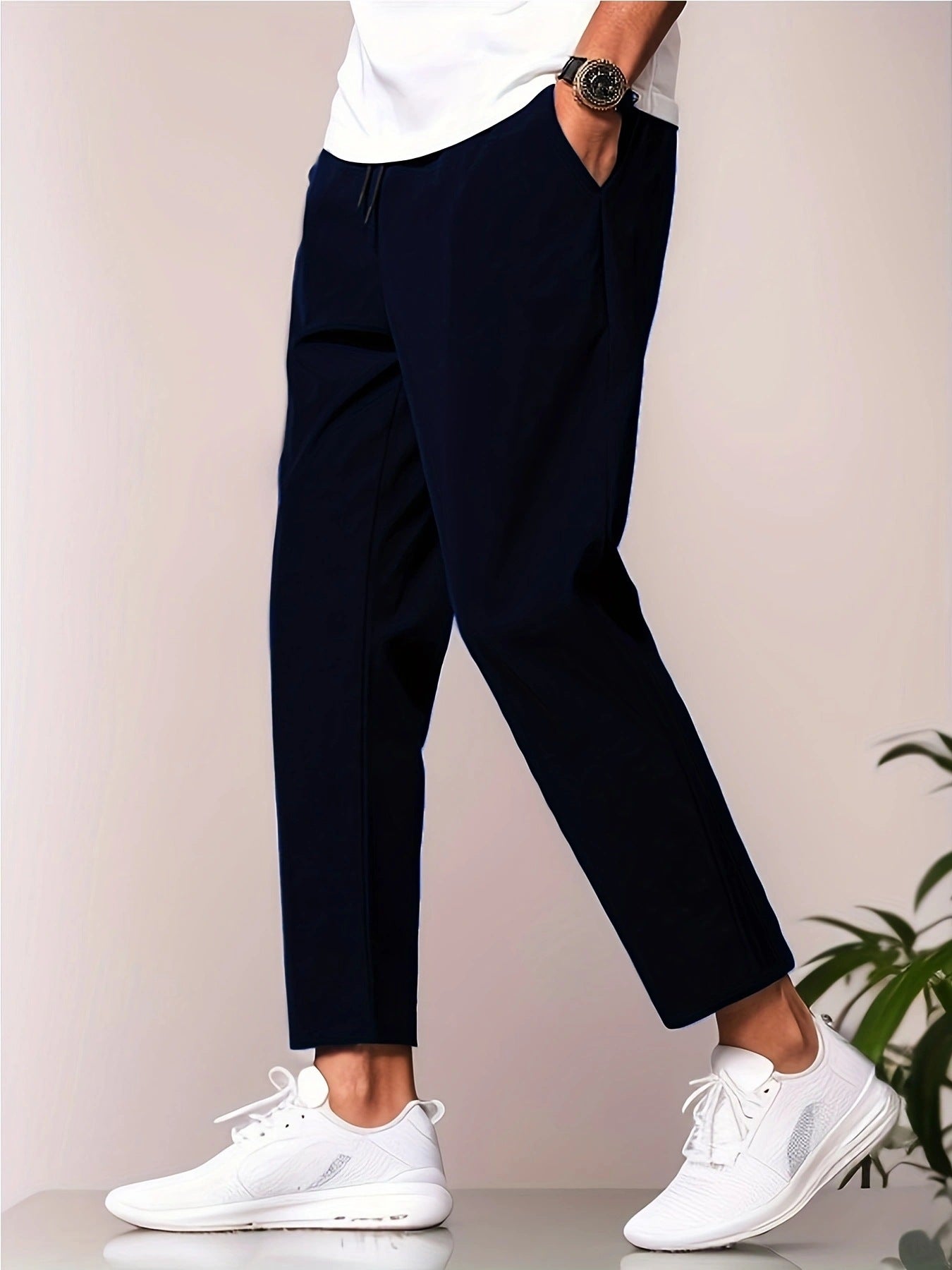 Pantalon coupe ajustée longueur cheville décontracté été confortable pour homme