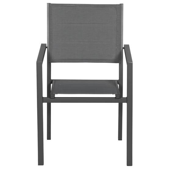 2026 Lot de 8 chaises en aluminium anthracite - textilène gris Happy Garden