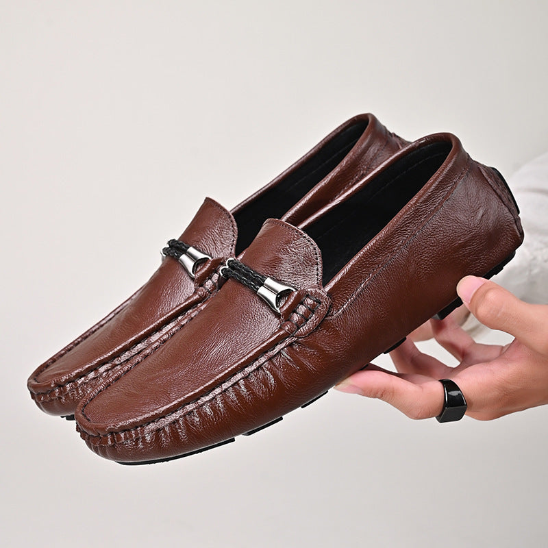 Mocassins grande taille cuir de vachette facile à porter style britannique décontracté pour homme