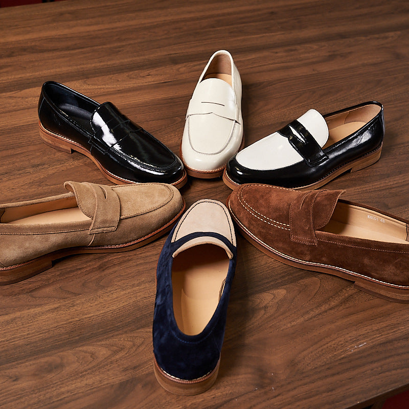 Mocassins fait main rétro en cuir intemporel pour homme
