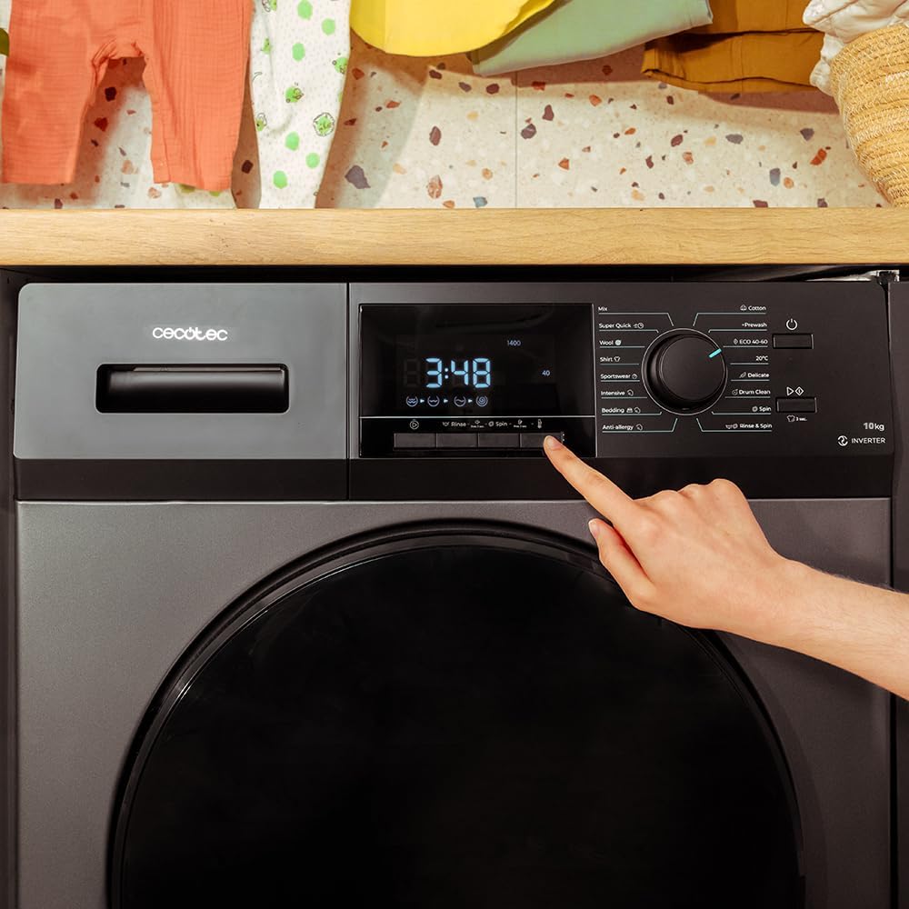 2026 Cecotec Lave-Linge 9Kg Chargement Frontal Bolero Dresscode 9410 Inverter A. 1900W, 1400 tr/min Réglable, 16 Programmes, Faible Consommation d'Énergie, Vapeur, Stérilisation du Linge