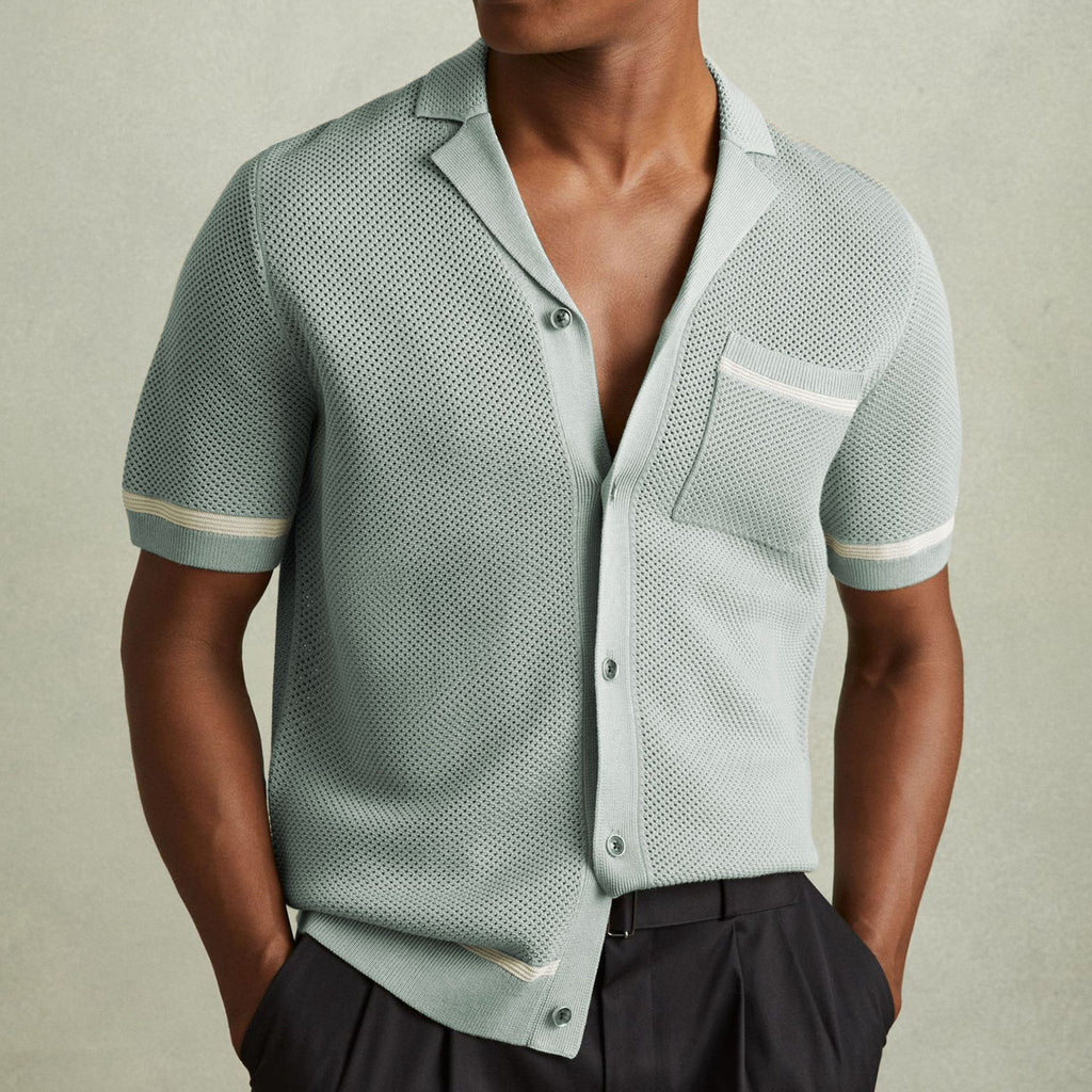 Polo été tricoté col cubain manches courtes décontracté pour homme