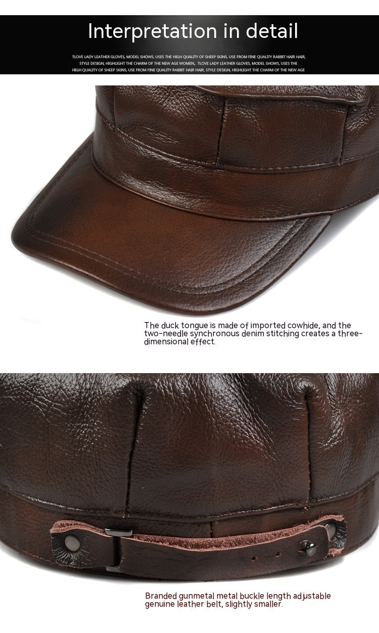 Men's Premium Genuine Leather Octagonal Flat Cap Winter Style - LAKD London