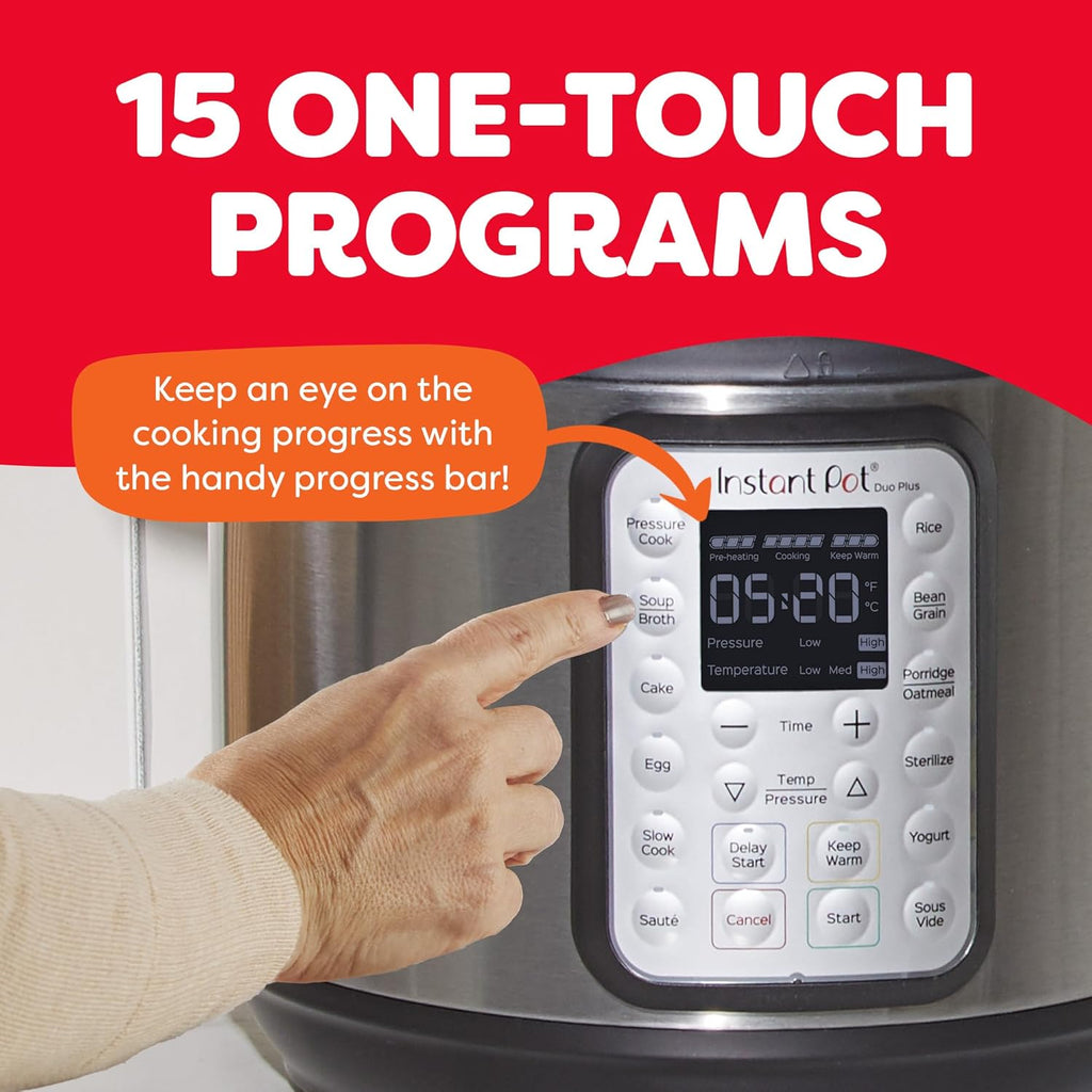 2026 2025 Instant Pot Duo Plus 9-en-1 Multicuiseur, Autocuiseur, Slow Cooker, Cuiseur de Riz, Vapeur, Sauté, Yaourtière, Maintien au Chaud et Stérilisateur, Application Incluse avec Plus de 800 Recettes, Acier Inoxydable, 6 Quarts