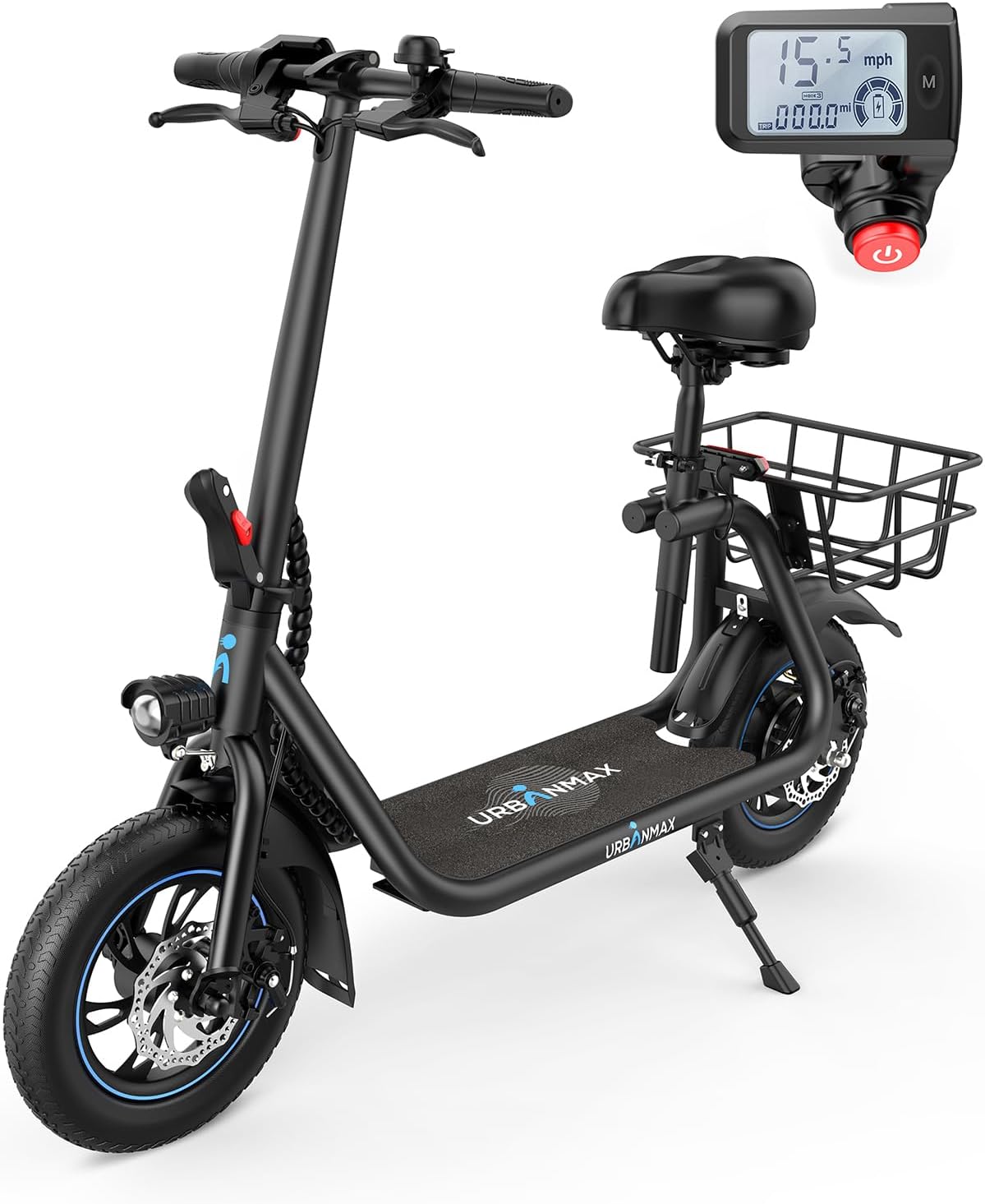 2026 URBANMAX C1 Elektroroller mit Sitz, 450W leistungsstarker Motor, bis zu 35 km Reichweite