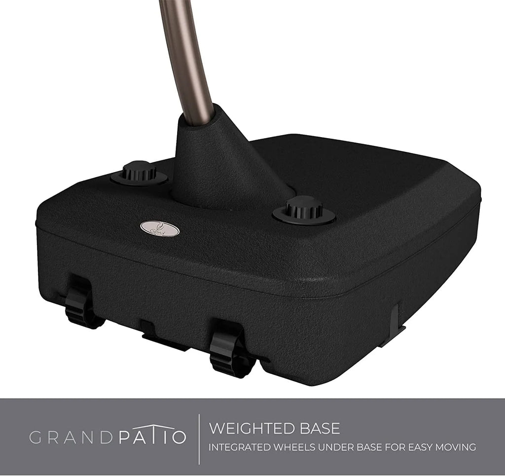 2026 Grand Patio Deluxe Ampelschirm aus Aluminium, rechteckig, mit Ständer, 3 x 3 m, Champagner