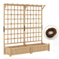 2026 Jardinière avec 2 Treillis 2 Bacs Toit Suspendu en Bois Lit de Jardin Surélevé avec 4 Trous de Drainage 180 x 48 x 183 cm Orange