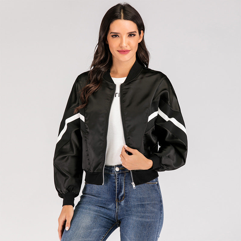 Veste léger nylon windbreaker zippé décontracté pour femme
