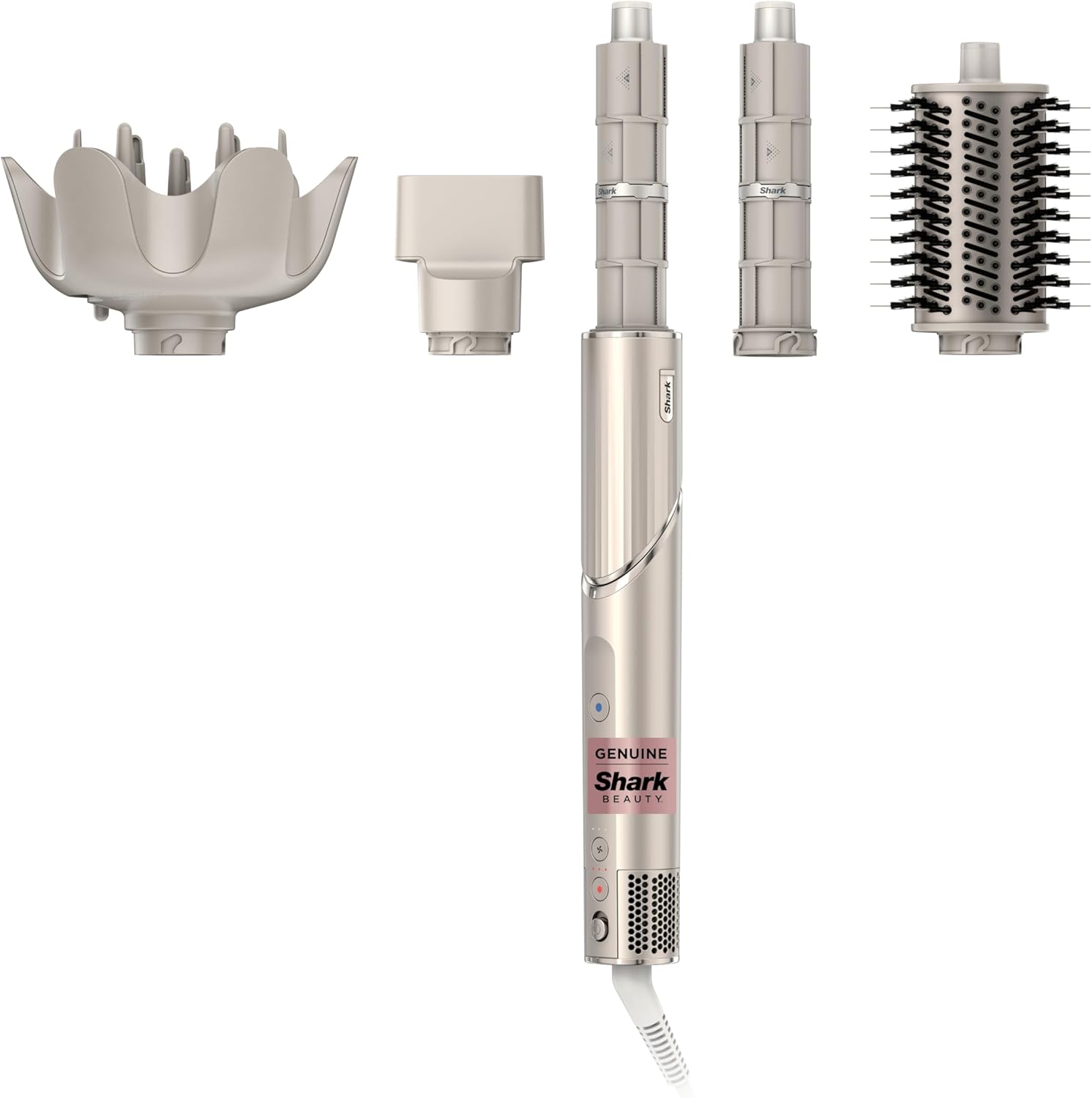 2026 2025 Système de coiffage et de séchage Shark HD430 FlexStyle, sèche-cheveux brosse puissant et multi-styler avec boucleurs Auto-Wrap, brosse plate, brosse ovale et embout concentrateur, coloris Stone