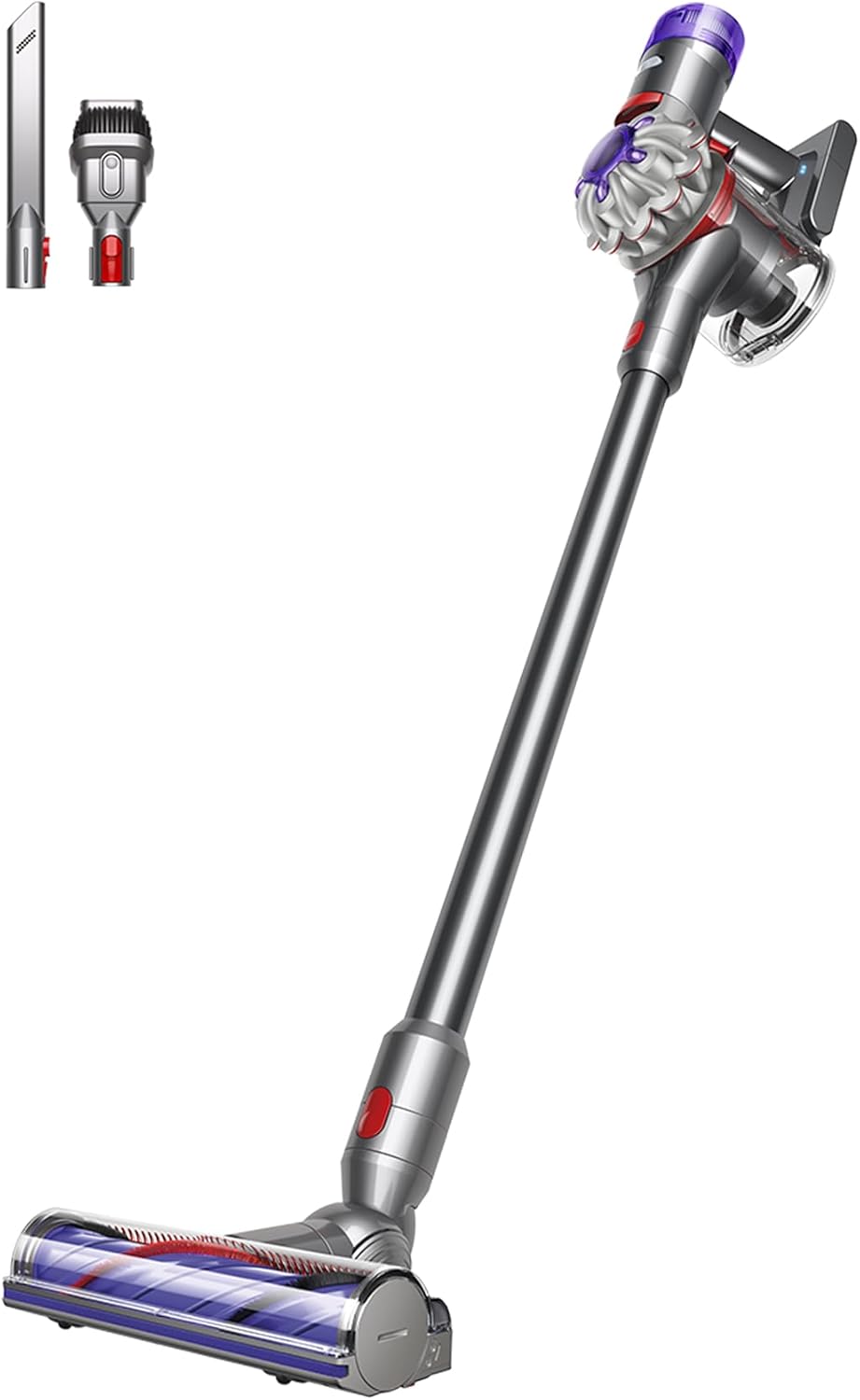 2026 2025 Dyson V8 Advanced™ Aspirateur Balai sans Fil – 130 AW, 40 Min d’autonomie, Brosse Motorbar Auto-démêlante, Accessoires combinés, Station Murale, Argent/Nickel